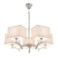 Люстра подвесная Эвора Квадро CL460251 Citilux бежевая на 5 ламп, основание хром в стиле современный 2 клавишная Люстра подвесная Эвора Квадро CL460251 Citilux бежевая на 5 ламп, основание хром в стиле современный 2 клавишная